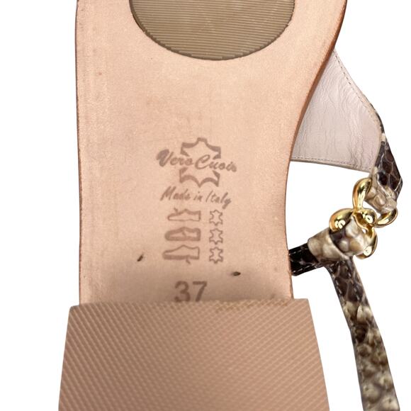 Safari Club Positano Zoe Sandal Handmade 37 6.5 Python Leather - Picture 10 of 12